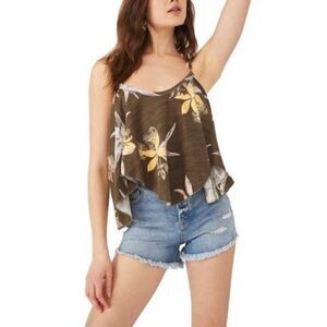 Free People Hey Girl Cross Back Handkerchief Flowy Tank Top Army Combo S NWT